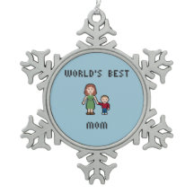 World's Best Mom Pewter Snowflake Ornament
