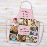 World's Best Mom Photo Collage Pink Apron<br><div class="desc">A nice pink apron keepsake gift for your mom ever featuring an 8 photo collage of her children,  family members,  pets,  etc.,  "World's Best Mom" and and the names of her children. Personalize whether she is called "Mom, " "Mommy, " "Mum."</div>