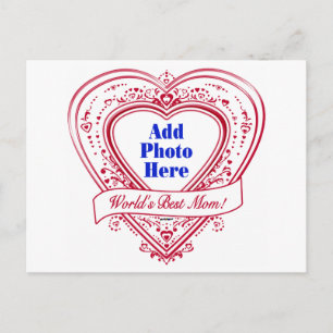 World's Best Mom! Photo Red Hearts Postcard