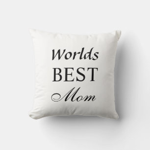 Worlds Best Mom Pillow on White & Black