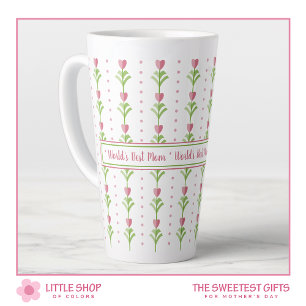 World's Best Mom Pink Floral Custom Mother's Day Latte Mug