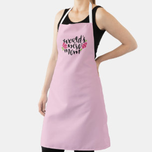 World's Best Mom, Pink Flowers, Light Pink Apron