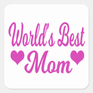 World's Best Mom Pink Square Sticker
