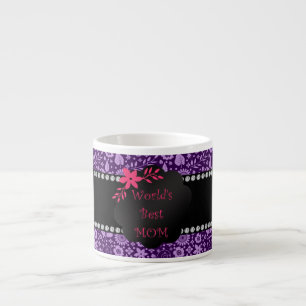 World's best mom purple flowers espresso cup