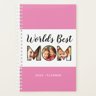 World's Best Mom Quote 3 Photo Collage 2023 Planner
