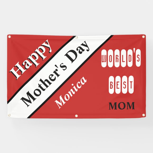 Worlds Best Mom Red Banner (Horizontal)
