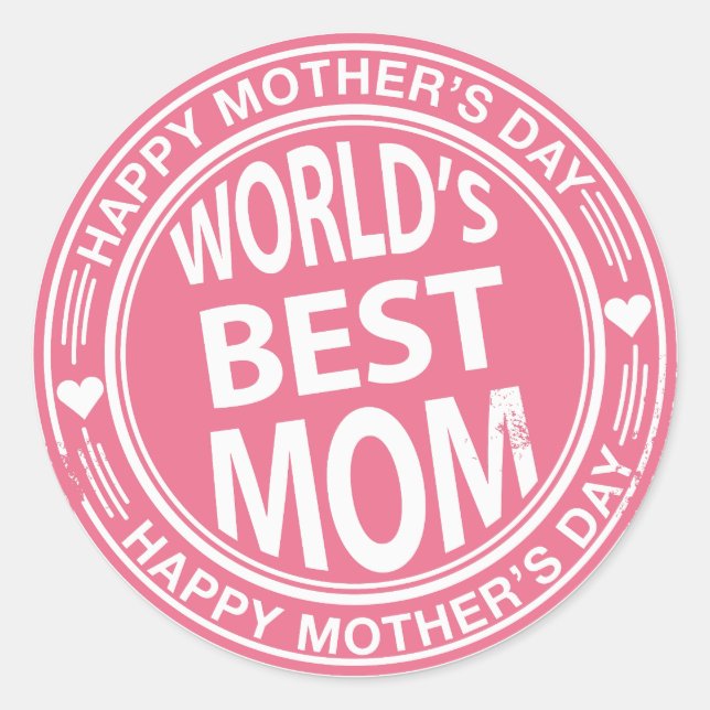 World's Best mom rubber stamp effect Classic Round Sticker (Front)