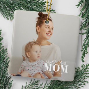 World's Best Mom Since 20XX Modern Photo Ceramic Ornament