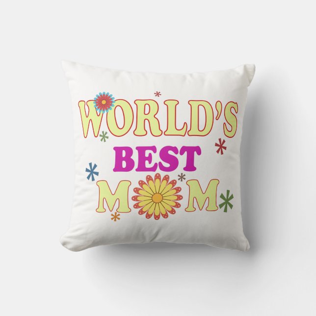 World's Best Mom Throw Pillow (Front)