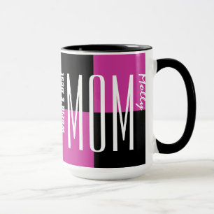 World's Best Mom Trendy Empire Text PINK BLACK Mug