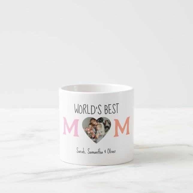 World's Best Mom with Photo & Custom Text |  Espresso Cup (Front)