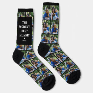 Worlds Best Mommy Custom Family Photo Collage Socks