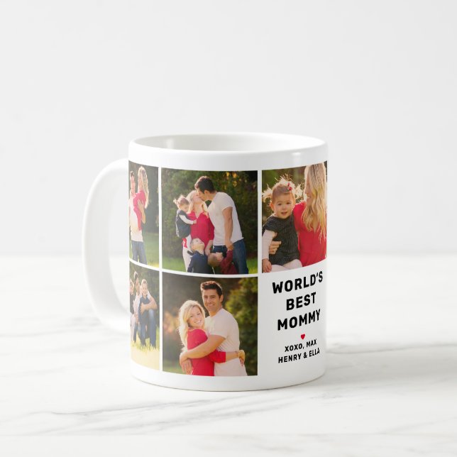 Worlds Best Mommy Modern Photo Collage Coffee Mug (Front Left)