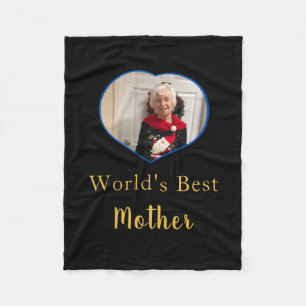 World's best Mother custom photo heart   Fleece Blanket