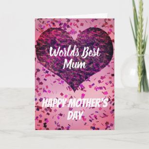 Worlds Best Mum Pink Mother's Day Holiday Card
