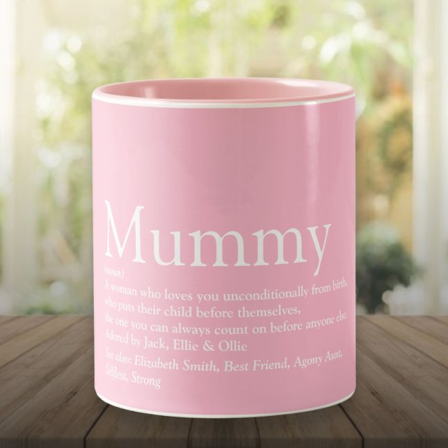 World's Best Mummy Definition Quote Pink Two-Tone Coffee Mug (World's Best Mummy Definition Quote Pink Two-Tone Coffee Mug)