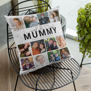 Worlds Best Mummy Photo Collage Throw Pillow
