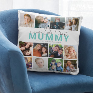 Worlds Best Mummy   Photo Collage Throw Pillow