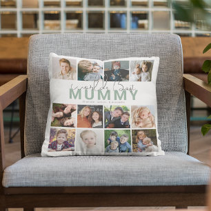 Worlds Best Mummy   Photo Collage Throw Pillow