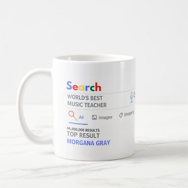 WORLDS BEST MUSIC TEACHER FUNNY Top Search Result Coffee Mug (Left)