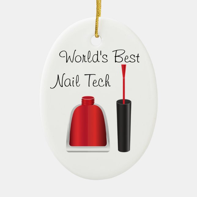 World's best nail technician ceramic ornament (Front)