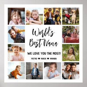 World's Best Nana Grandkids 12 Photo Collage Poster