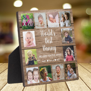 Worlds Best Nanny 12 Photo Collage Rustic Wood  Plaque