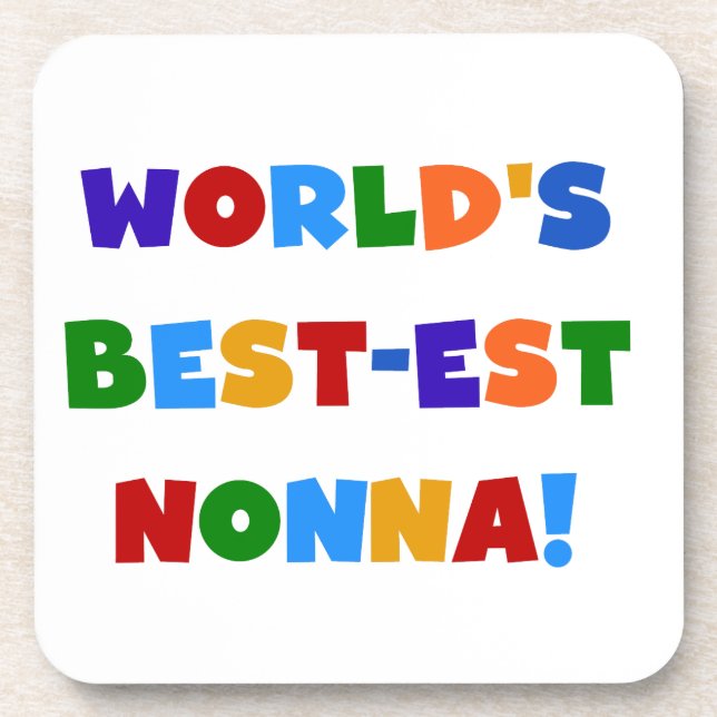 World's Best Nonna Bright Colours T-shirts and Gif Coaster (Front)