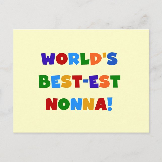 World's Best Nonna Bright Colours T-shirts and Gif Postcard (Front)