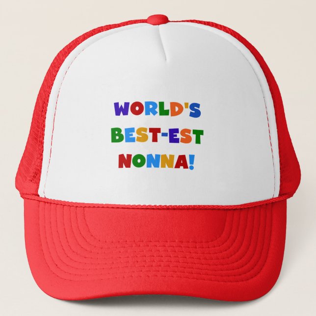 World's Best Nonna Bright Colours T-shirts and Gif Trucker Hat (Front)