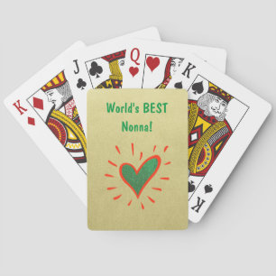 World's Best Nonna, gold, green, red, Italian  Playing Cards