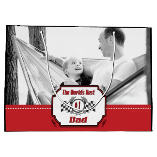 World's Best Number One Dad Chequered Flag Large Gift Bag