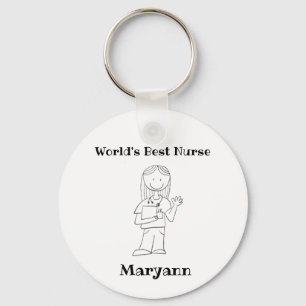 "World's Best Nurse" Personalized Keychain