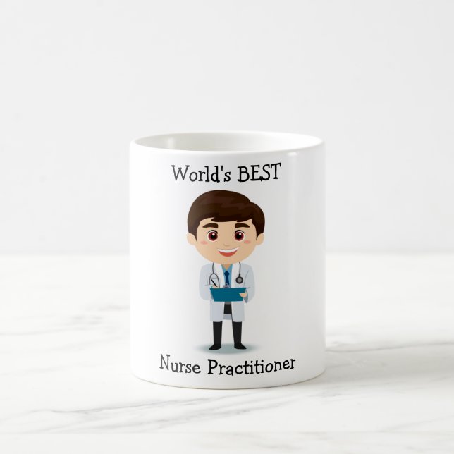 World's BEST Nurse Practitioner, Brunette Male Cof Coffee Mug (Center)
