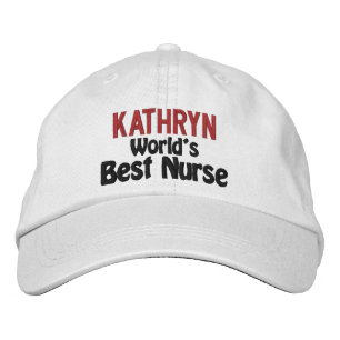 World's Best Nurse with Red Name Embroidered Hat
