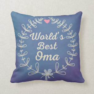 World's Best Oma grandma Wreath Keepsake Gift Throw Pillow
