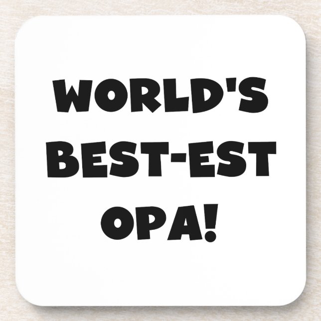 World's Best Opa Black Text T-shirts and Gifts Coaster (Front)