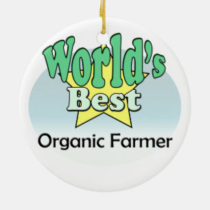World's Best Organic Farmer Ceramic Ornament