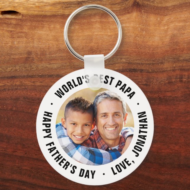 World's Best Papa Father's Day Photo Gift Keychain (Front)