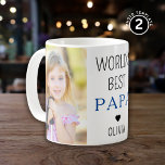 World's Best Papa Grandchild Name 2 Photo Collage Coffee Mug<br><div class="desc">Make Papa smile with our World's Best Papa Grandchild Name 2 Photo mug! Customize it with your name and two loving photos to create a unique and heartfelt gift that will remind him of your special bond every time he sips his favourite drink.</div>