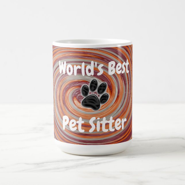 Worlds Best Pet Sitter Groovy Paw Print Caregiver  Coffee Mug (Center)