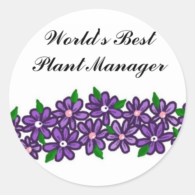 World's Best Plant Manager Classic Round Sticker (Front)