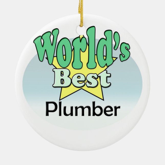 World's best plumber ceramic ornament (Back)