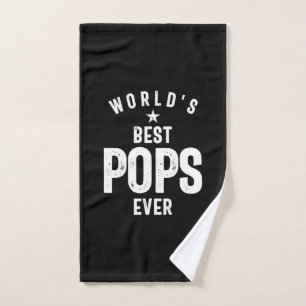 World's Best Pops Ever   Father Grandfather Gift Hand Towel