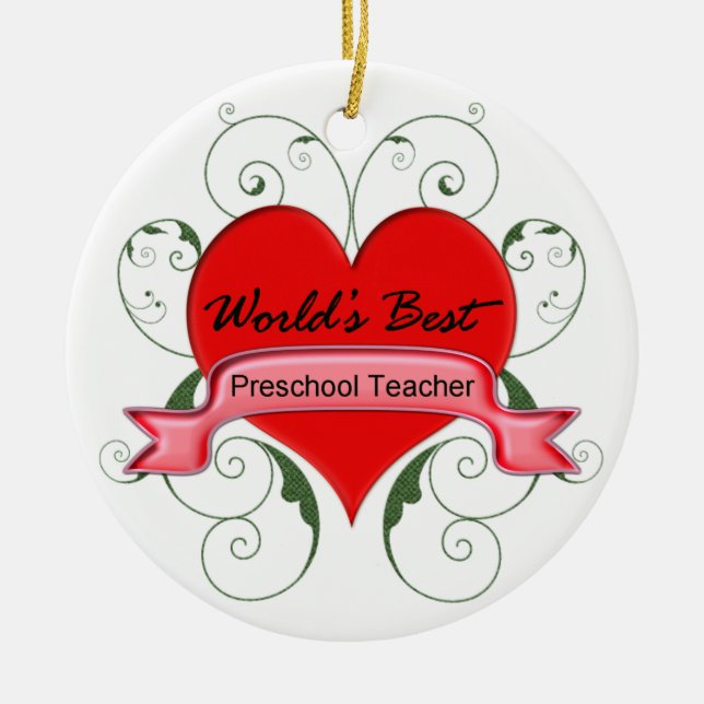 World's Best Preschool Teacher Ceramic Ornament (Front)