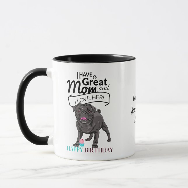 World's BEST PUG DOG MOM Personalized Fun Mug (Left)