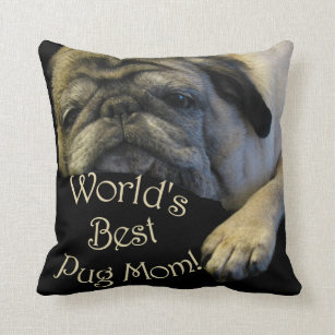 World's Best Pug Mom Throw Pillow