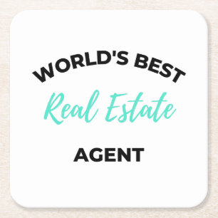 World's Best Real Estate Agent 2 Square Paper Coaster