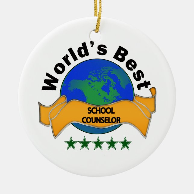 World's Best School Counsellor Ceramic Ornament (Front)