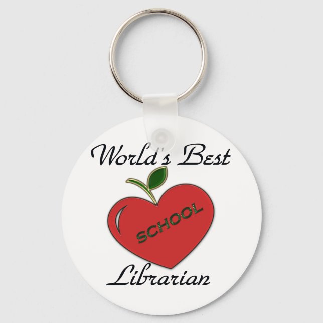 World's Best School Librarian Keychain (Front)